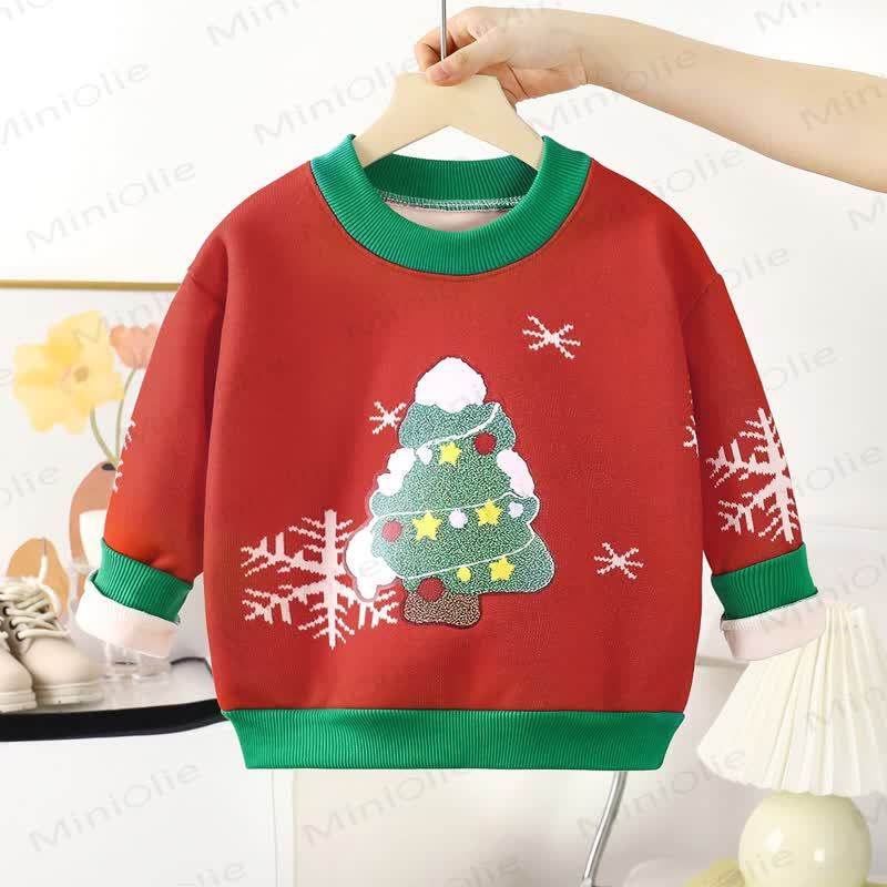Toddler Fleece Christmas Crewneck Sweatshirt - Red Tree - 10-11T - image 3