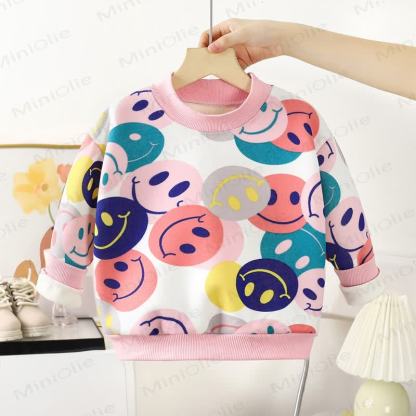 Toddler Fleece Christmas Crewneck Sweatshirt - Pink Smile - 10-11T - image 5