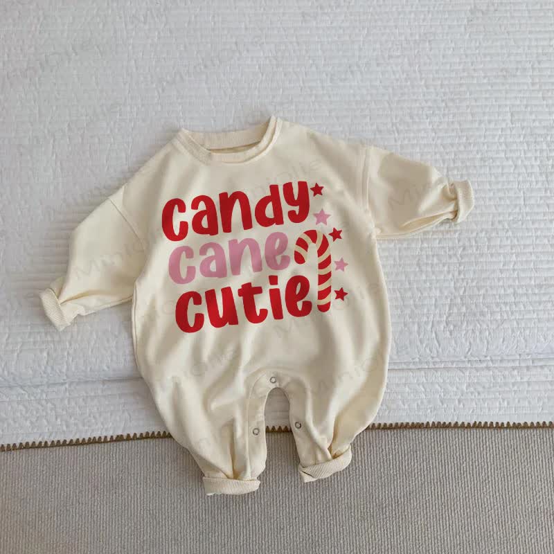 CANDY CANE CUTIE Baby Toddler Beige Romper - Beige - 2-3T - image 1