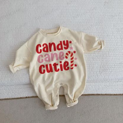 CANDY CANE CUTIE Baby Toddler Beige Romper - Beige - 2-3T - image 1