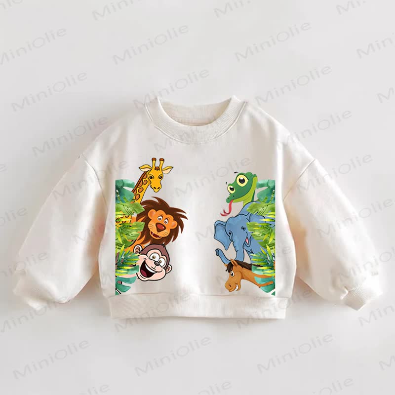 Baby Toddler Animals Print Cream Sweatshirt - Cream - 3-5T - image 1