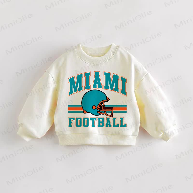 MIAMI FOOTBALL Baby Toddler Football Helmet Print Cream Sweatshirt - Cream - 3-5T - image 1