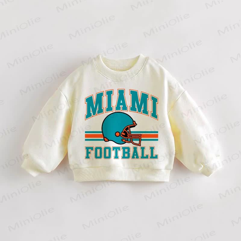 MIAMI FOOTBALL Baby Toddler Football Helmet Print Cream Sweatshirt - Cream - 3-5T - image 1