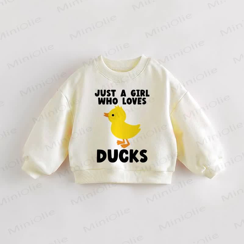 JUST A GIRL WHO LOVES DUCKS Baby Toddler Cream Sweatshirt - Cream - 3-5T - image 1
