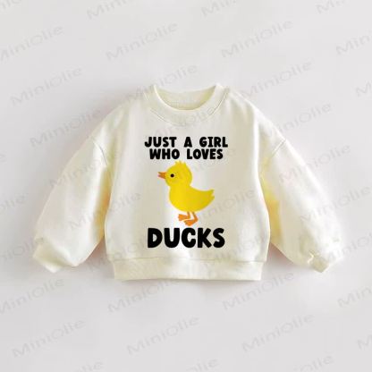 JUST A GIRL WHO LOVES DUCKS Baby Toddler Cream Sweatshirt - Cream - 3-5T - image 1