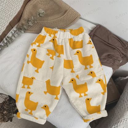 Baby Toddler Duck Print Beige Corduroy Pants - Beige - 3-5T - image 1