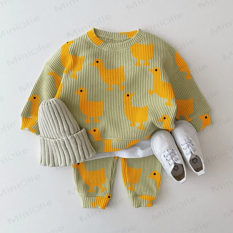 Baby Chick Print Green Waffle 2-piece Set - Green - 2-3T - image 1