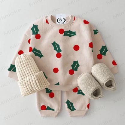 Baby Toddler Holly Print Apricot 2-piece Set - Apricot - 3-5T - image 1