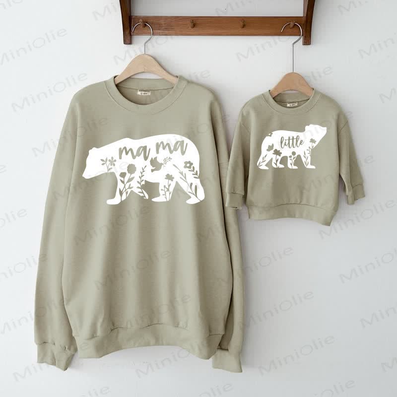 MAMA/LITTLE Bear Print Family Sweatshirt  - Grey Green - XL - image 1