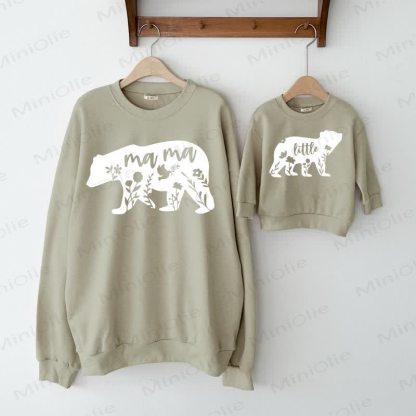 MAMA/LITTLE Bear Print Family Sweatshirt  - Grey Green - XL - image 1