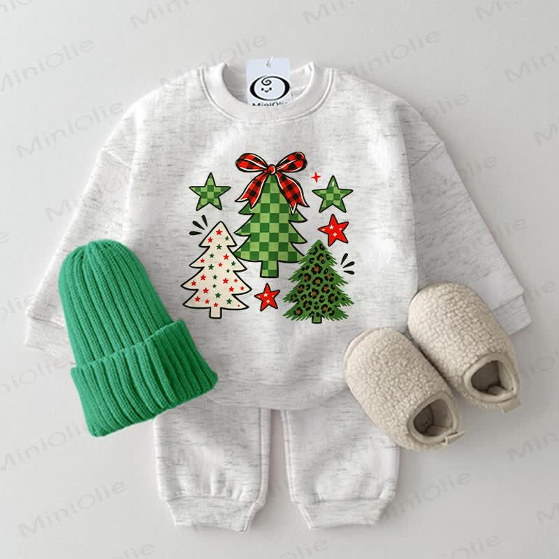 Baby Christmas Tree Light Grey Sweatshirt 2-piece Set - Light Grey - 2-3T - image 1