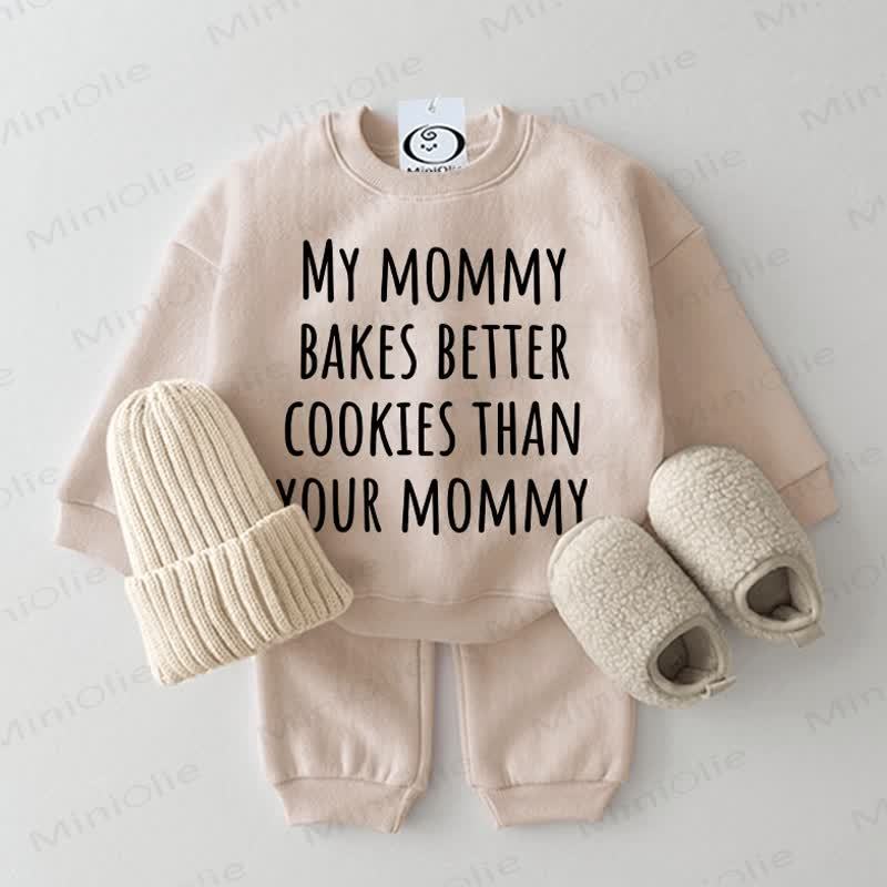 MY MOMMY BAKES BETTER COOKIES THAN YOUR MOMMY Baby Beige Sweatshirt 2-piece Set - Beige - 2-3T - image 1