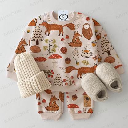 Baby Toddler Forest Emblem Print Apricot 2-piece Set - Apricot - 3-5T - image 1