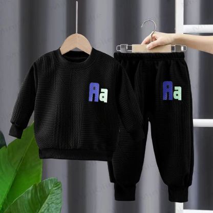 AA Toddler Cozy Sweatshirt and Jogger 2-piece Set - Black - 6-7T - image 2