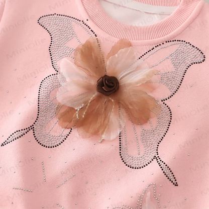 Toddler Girl Butterfly Flower Sweatshirt and Jeans 2-piece Set - image 8