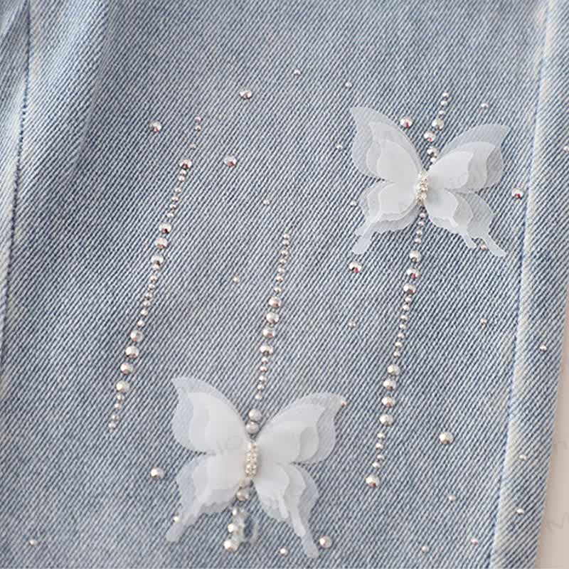 Toddler Girl Butterfly Flower Sweatshirt and Jeans 2-piece Set - image 14