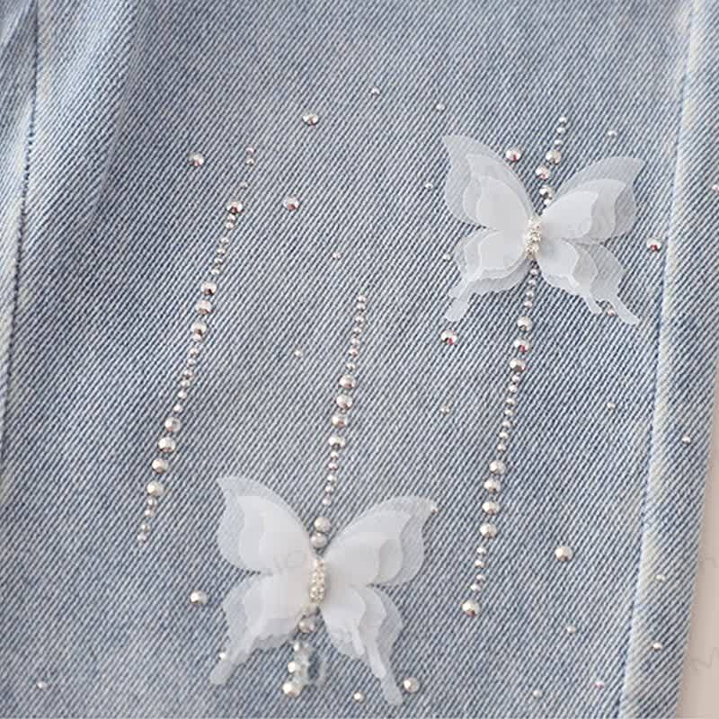 Toddler Girl Butterfly Flower Sweatshirt and Jeans 2-piece Set - image 14