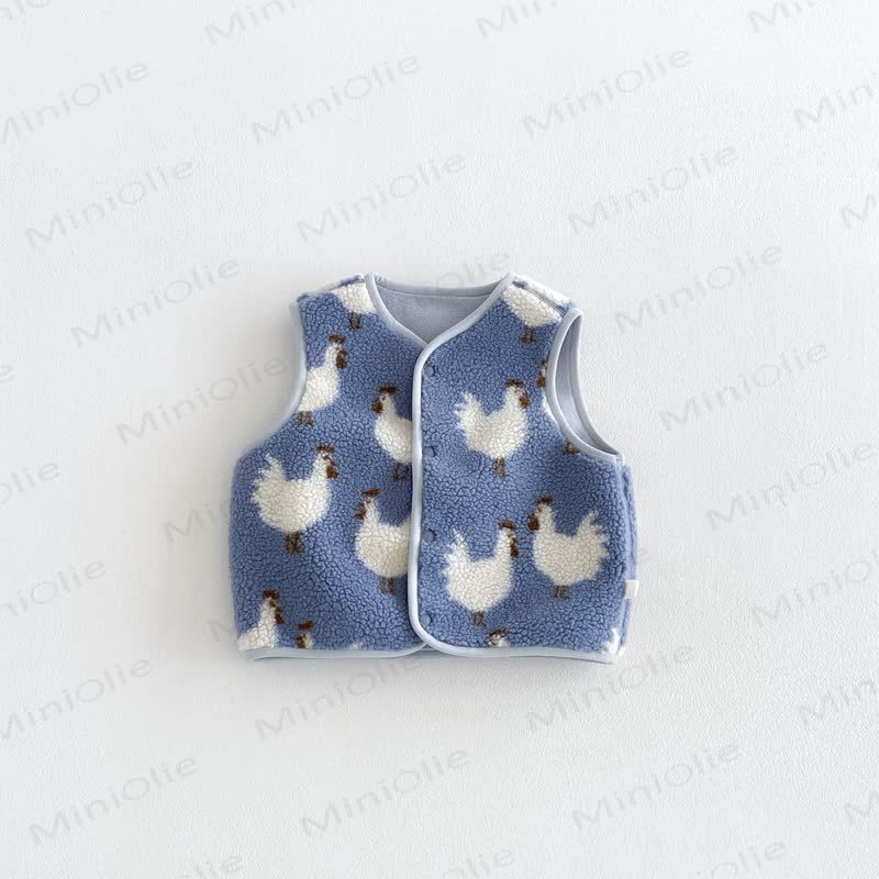 Baby Toddler Animal Sherpa Vest or Long Sleeve Top - Blue - 4-5T - image 2