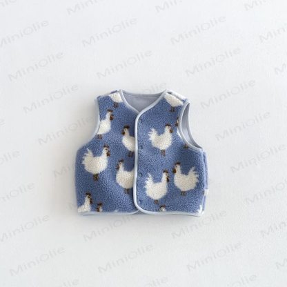 Baby Toddler Animal Sherpa Vest or Long Sleeve Top - Blue - 4-5T - image 2