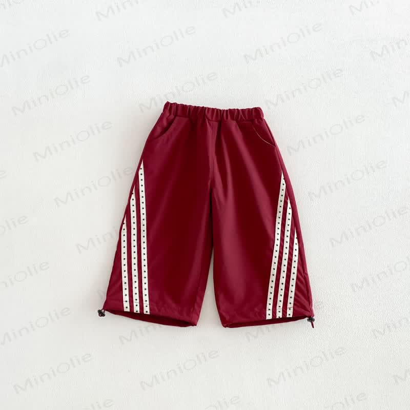 Baby Toddler Contrast Stripe Drawstring Pants or Raglan Top - Red - 6-7T - image 4