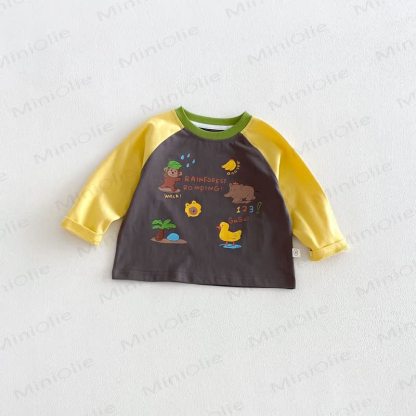 Baby Toddler Contrast Stripe Drawstring Pants or Raglan Top - Yellow - 6-7T - image 6