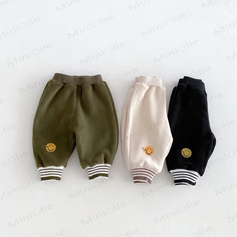 Baby Toddler Cozy Smiley Patch Elastic Waist Pants - image 1
