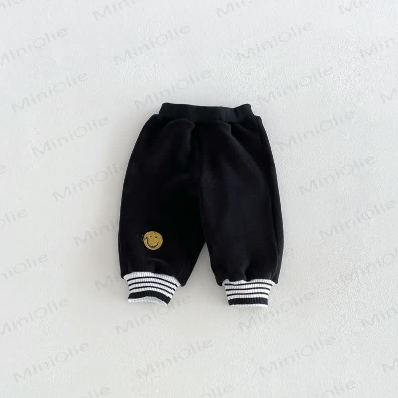 Baby Toddler Cozy Smiley Patch Elastic Waist Pants - Black - 4-5T - image 4