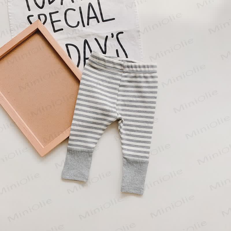 Baby Striped Cuff Leggings - Light Gray - 2-3T - image 6
