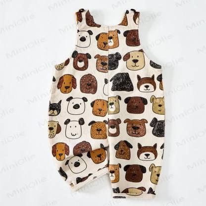Baby Toddler Cartoon Dog Print Beige Overalls - image 2