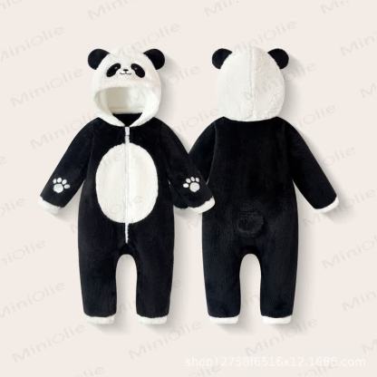 Baby Bear Hooded Plush Fleece Zip Up Winter Romper - image 6