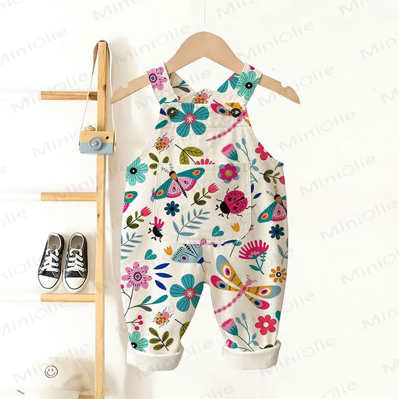 Baby Toddler Flower Insect Print Overalls  - image 2