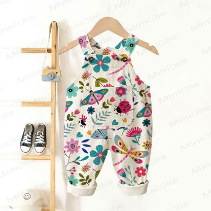 Baby Toddler Flower Insect Print Overalls  - image 2