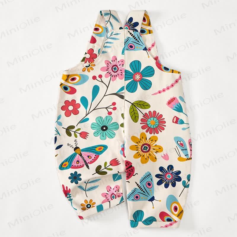 Baby Toddler Flower Insect Print Overalls  - image 3