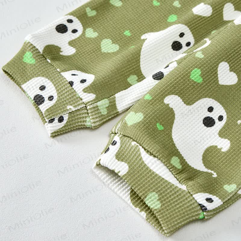 Baby Green Ghost & Heart Print Waffle 2-piece Set - image 6