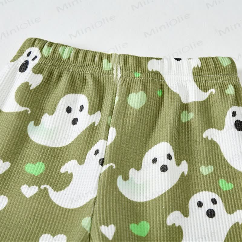 Baby Green Ghost & Heart Print Waffle 2-piece Set - image 5