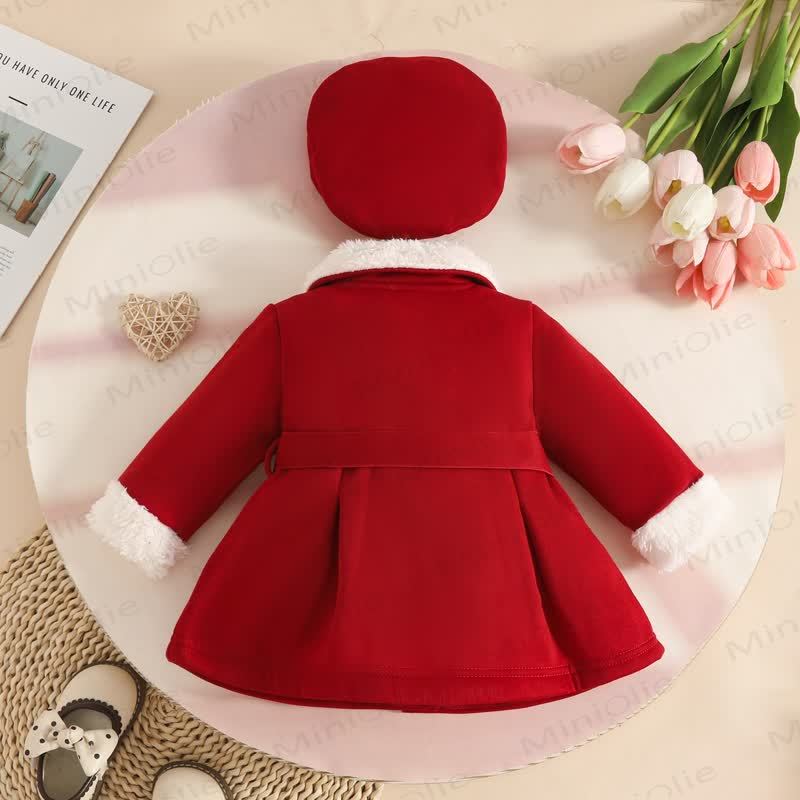 Baby Girl Christmas Red Beret Coat Set - image 5