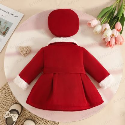 Baby Girl Christmas Red Beret Coat Set - image 5