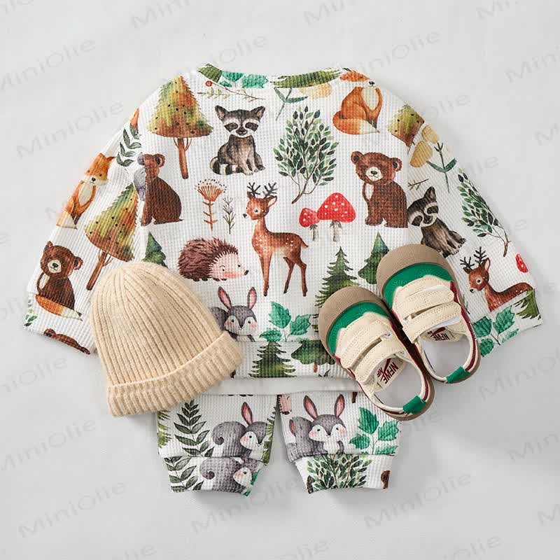 Baby White Animal Print Waffle 2-piece Set - image 3