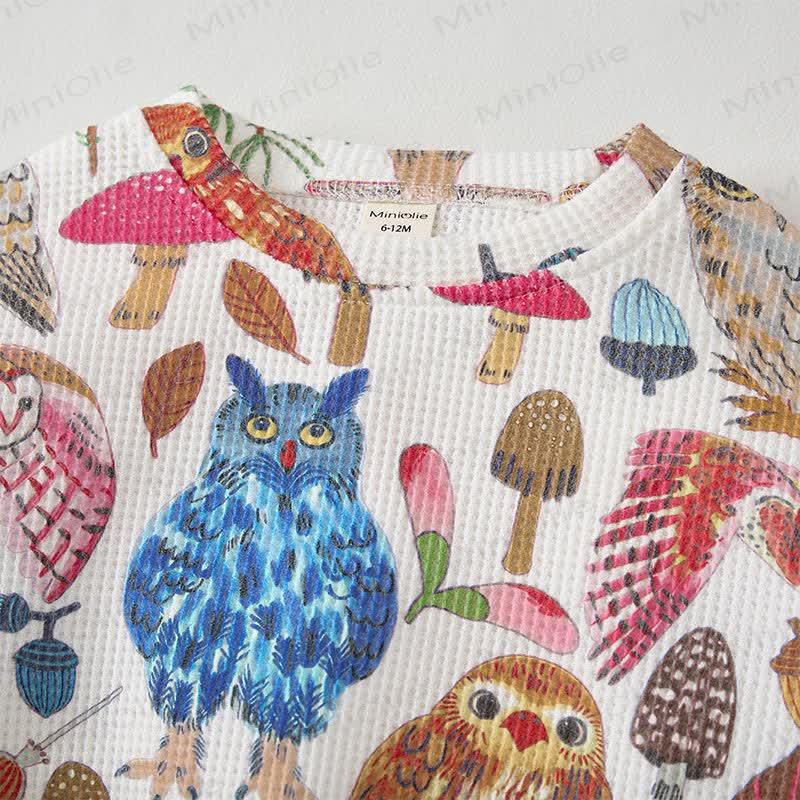 Baby White Owl Print Waffle 2-piece Set - image 4