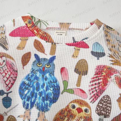 Baby White Owl Print Waffle 2-piece Set - image 4