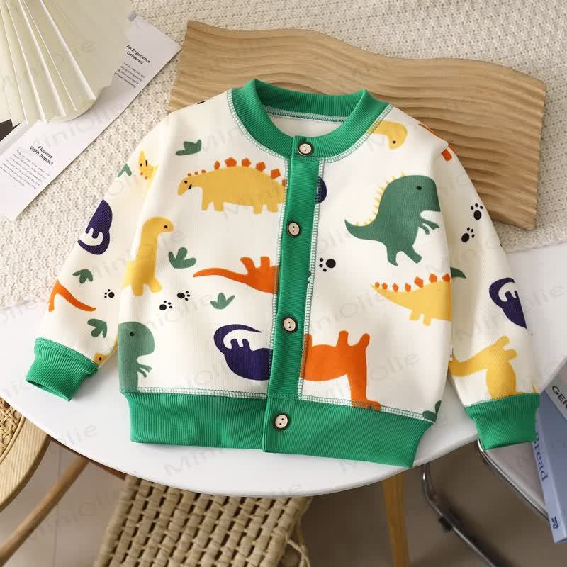 Toddler Playful Pattern Cardigan Sweater Outerwear - Green Dinosaur - 8-9T - image 9