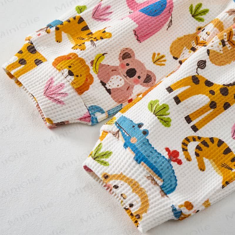 Baby Toddler White Animal Print Waffle 2-piece Set - image 6