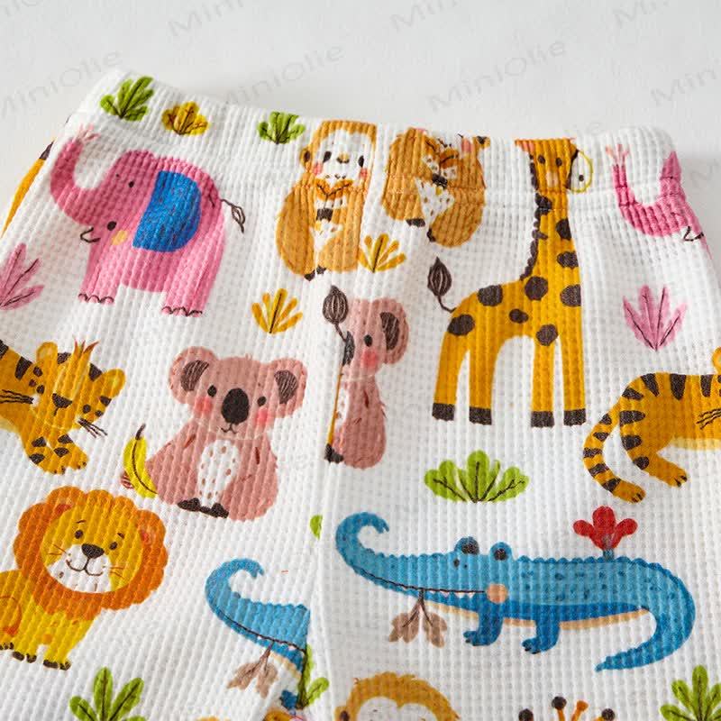 Baby Toddler White Animal Print Waffle 2-piece Set - image 5