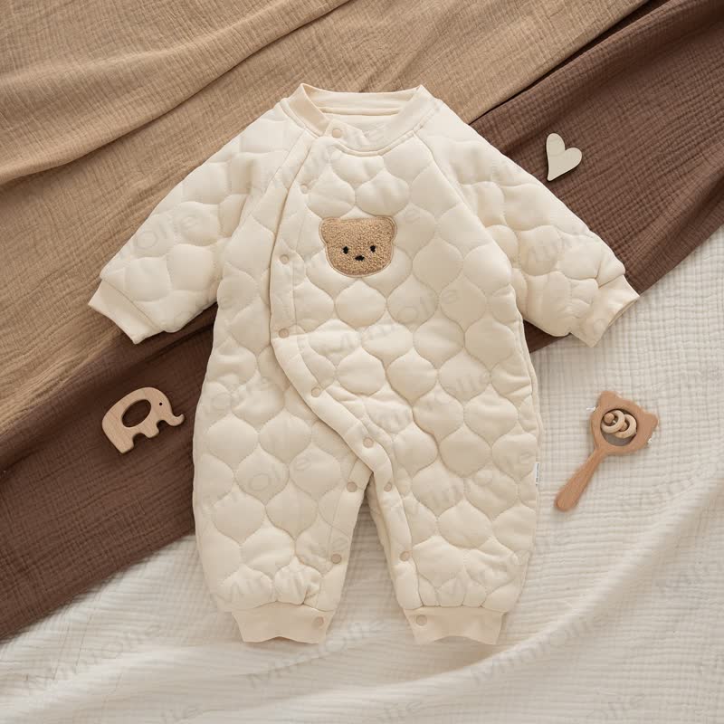 Baby Quilted Cotton Spring Romper - Bear - Free Size - image 10