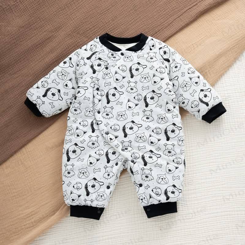Baby Quilted Cotton Spring Romper - Grey Dog - Free Size - image 13