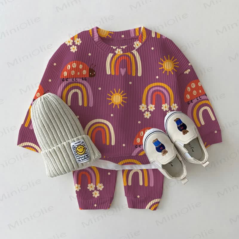 Baby Purple Rainbow Ladybug Waffle 2-piece Set - Purple - 2-3T - image 1