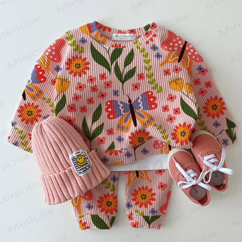 Baby Garden Pink Waffle 2-piece Set - Pink - 2-3T - image 1