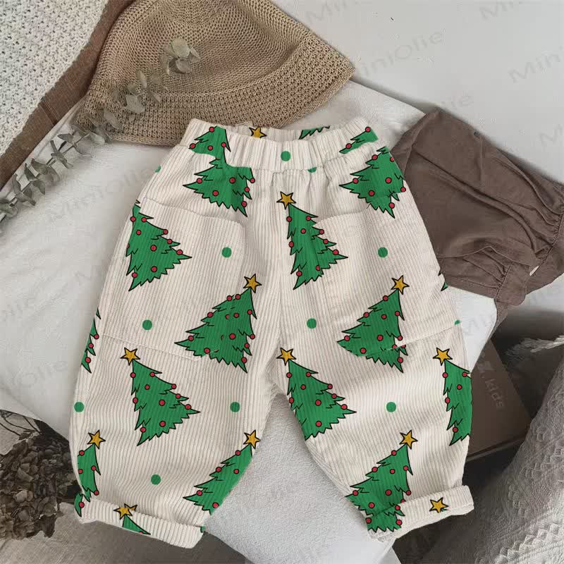 Baby Toddler Christmas Tree Dot Corduroy Pants - Beige - 3-5T - image 1