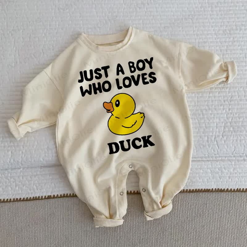 JUST A BOY WHO LOVES DUCK Baby Toddler Duck Beige Romper - Beige - 2-3T - image 1
