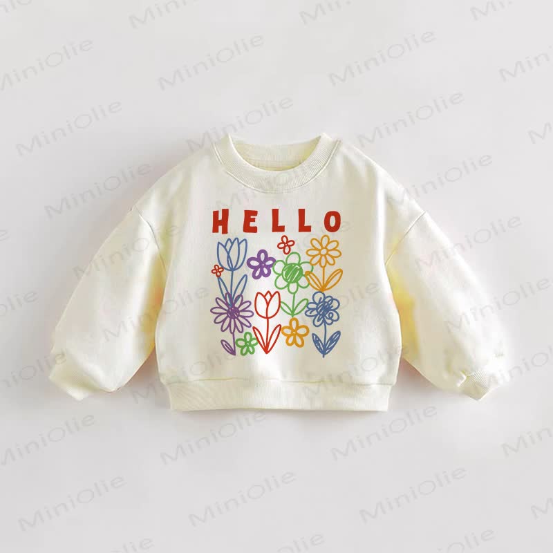 HELLO Baby Toddler Flower Cream Sweatshirt - Cream - 3-5T - image 1